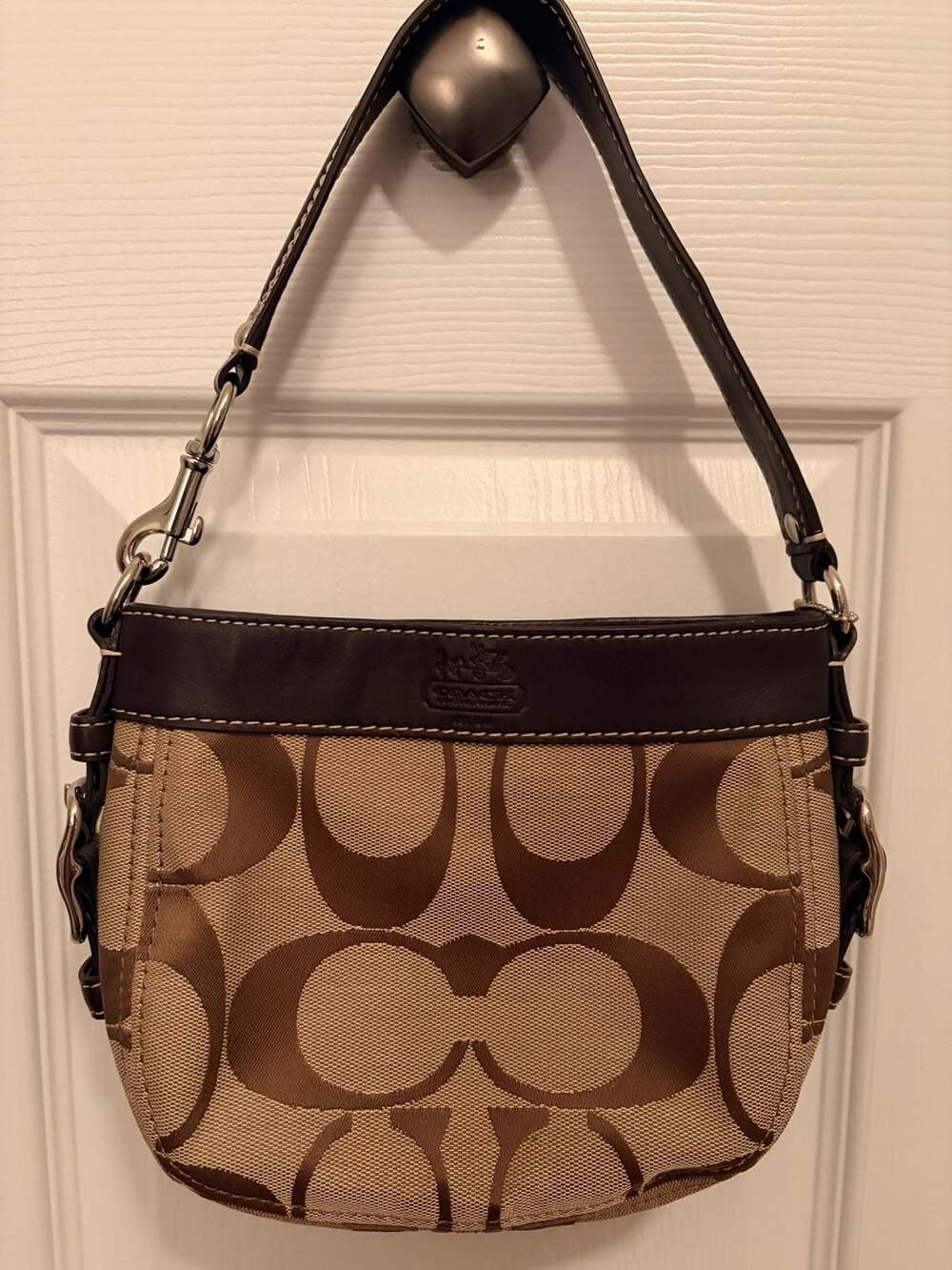 Coach Mini Zoe Signature Jacquard Bag F41833 Khaki Brown